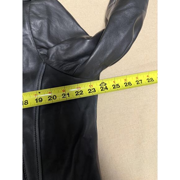 Barneys Originals Leather Jacket Womens 20 Black Biker Moto Asymmetrical Zip - Picture 12 of 16